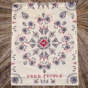 Free People Clothing Dust Bag Drawstring Graphic Beige Accessories Linen